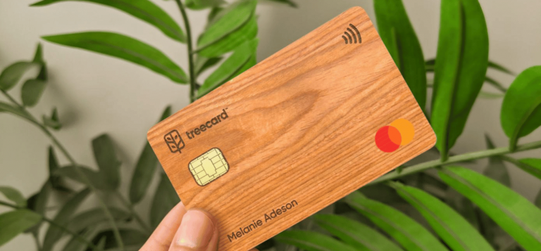 A real wood debit card lets you plant trees as you spend