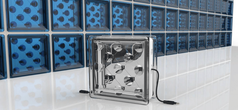 A glass brick that collects solar energy